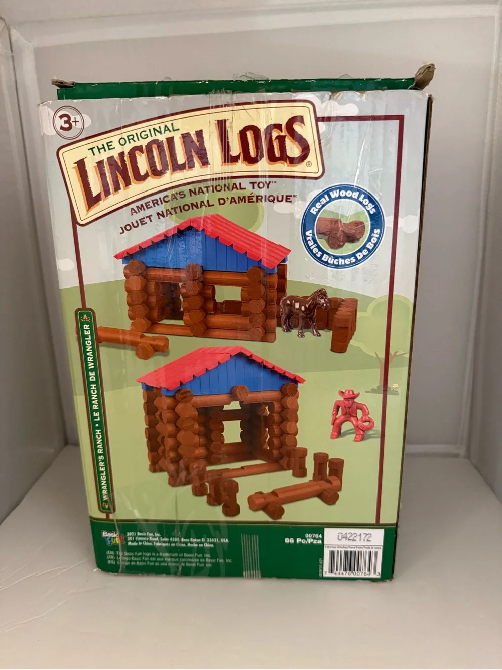 The Original Lincoln Logs Kids Building Set - Brown Logs with Red & Blue Roof